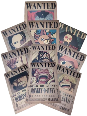 Affiches-de-recherche-equipage Pack Équipage Luffy 10 Mugiwara format A3 papier vieilli - Wanted Store One Piece