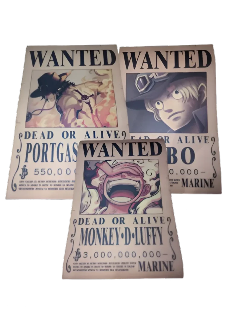 Pack 3 Frères Luffy Ace Sabo format A3 papier vieilli - Wanted Store One Piece