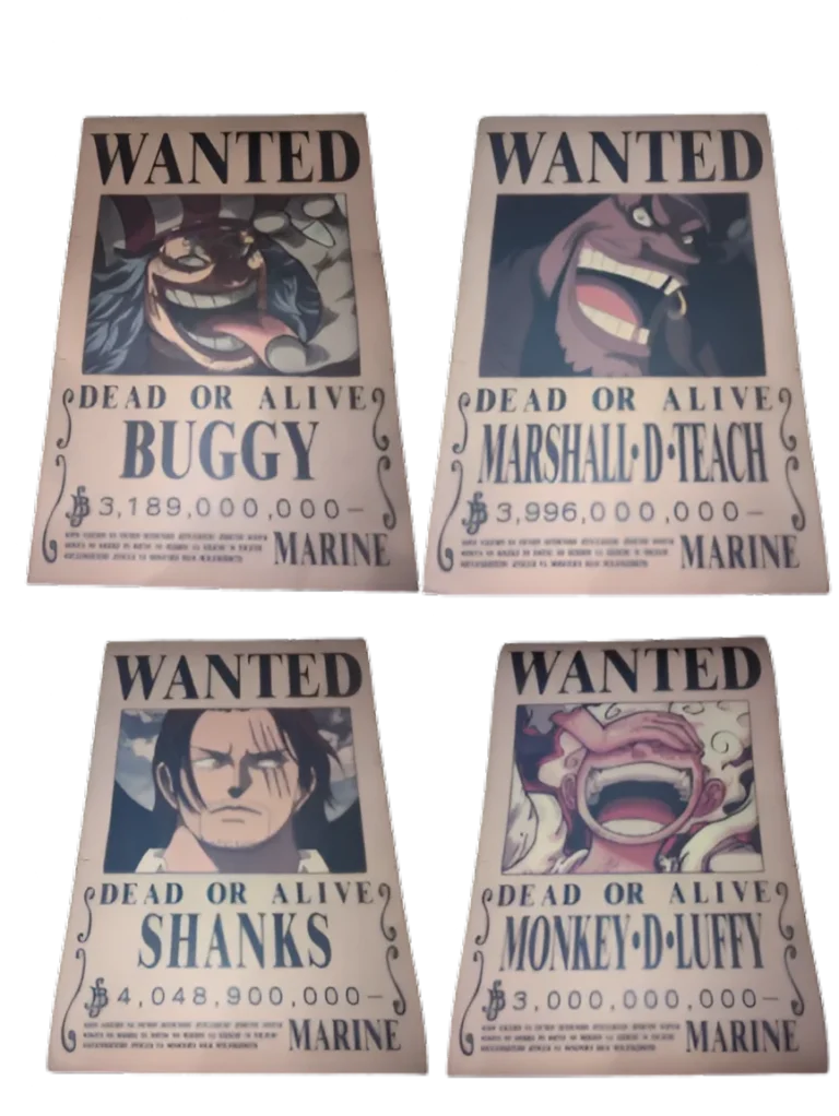 Pack 4 Yonkos Empereurs des Mers format A3 papier vieilli - Wanted Store One Piece