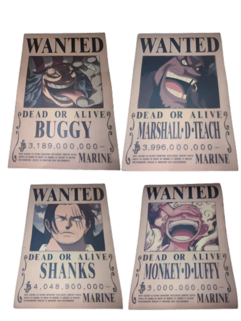Pack 4 Yonkos Empereurs des Mers format A3 papier vieilli - Wanted Store One Piece