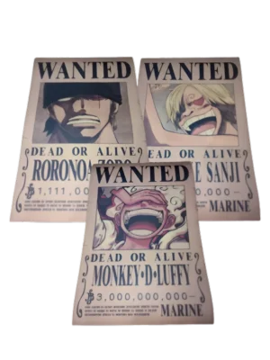 affiches-de-recherche-monster-trio Pack Monster Trio Luffy Zoro Sanji format A3 papier vieilli - Wanted Store One Piece
