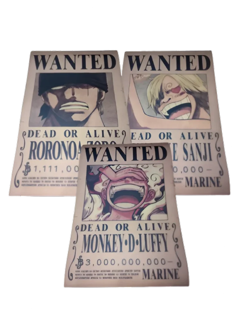 Pack Monster Trio Luffy Zoro Sanji format A3 papier vieilli - Wanted Store One Piece