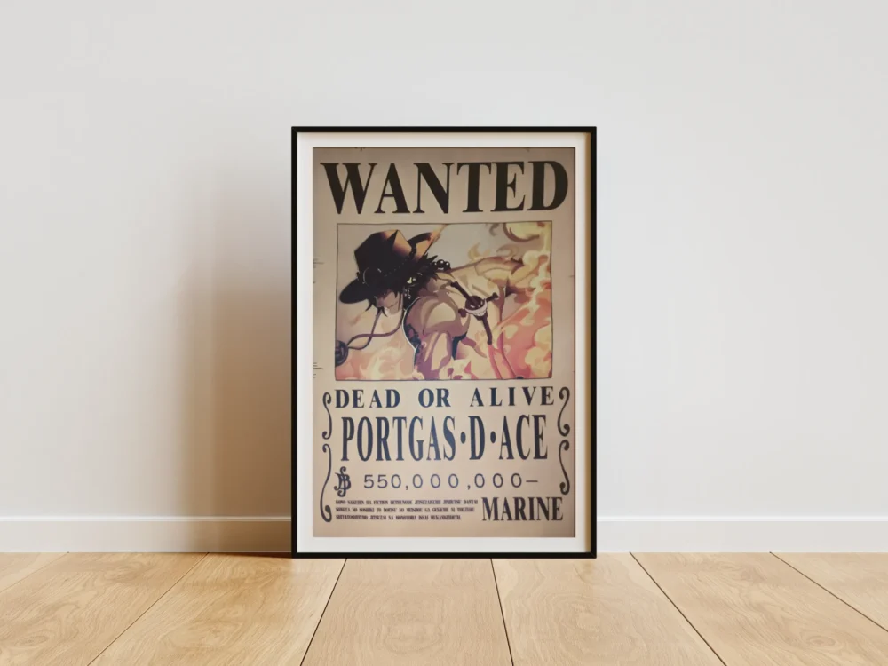 Ace Affiche Wanted Portgas D. Ace Poings Ardents 550 millions ฿ - One Piece format A3 papier vieilli