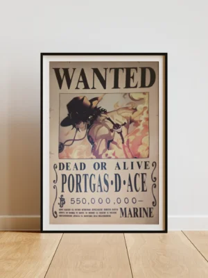 Ace Affiche Wanted Portgas D. Ace Poings Ardents 550 millions ฿ - One Piece format A3 papier vieilli
