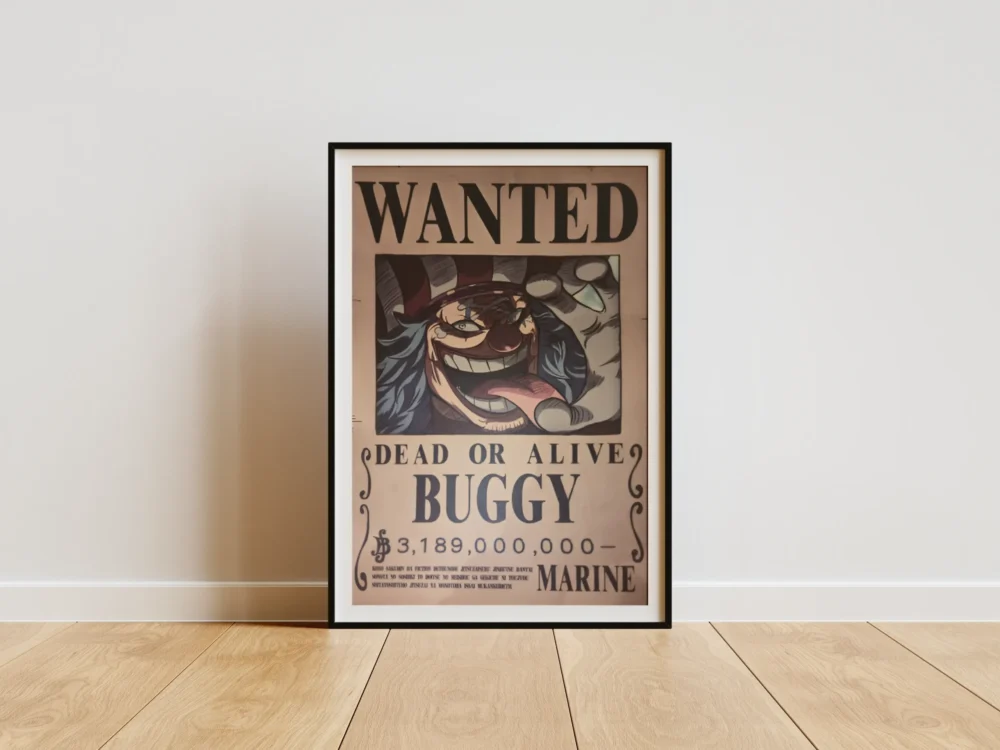 Baggy Affiche Wanted Buggy le Clown 3,189 milliards ฿ - One Piece format A3 papier vieilli