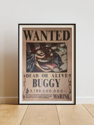 Baggy Affiche Wanted Buggy le Clown 3,189 milliards ฿ - One Piece format A3 papier vieilli