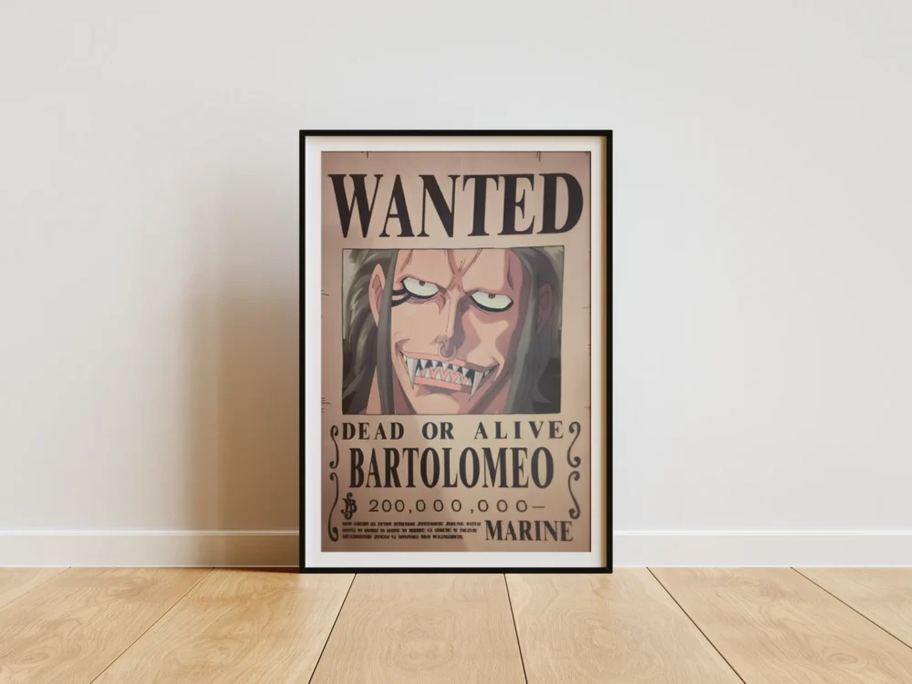 Bartolomeo Affiche Wanted Bartolomeo le Cannibale 200 millions ฿ - One Piece format A3 papier vieilli