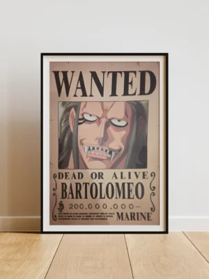 Bartolomeo Affiche Wanted Bartolomeo le Cannibale 200 millions ฿ - One Piece format A3 papier vieilli