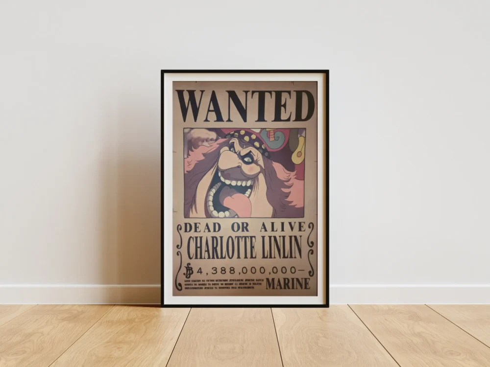 Big-Mom Affiche Wanted Charlotte Linlin Big Mom 4,388 milliards ฿ - One Piece format A3 papier vieilli