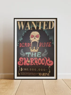 Brook Affiche Wanted Brook le Soul King 383 millions ฿ - One Piece format A3 papier vieilli