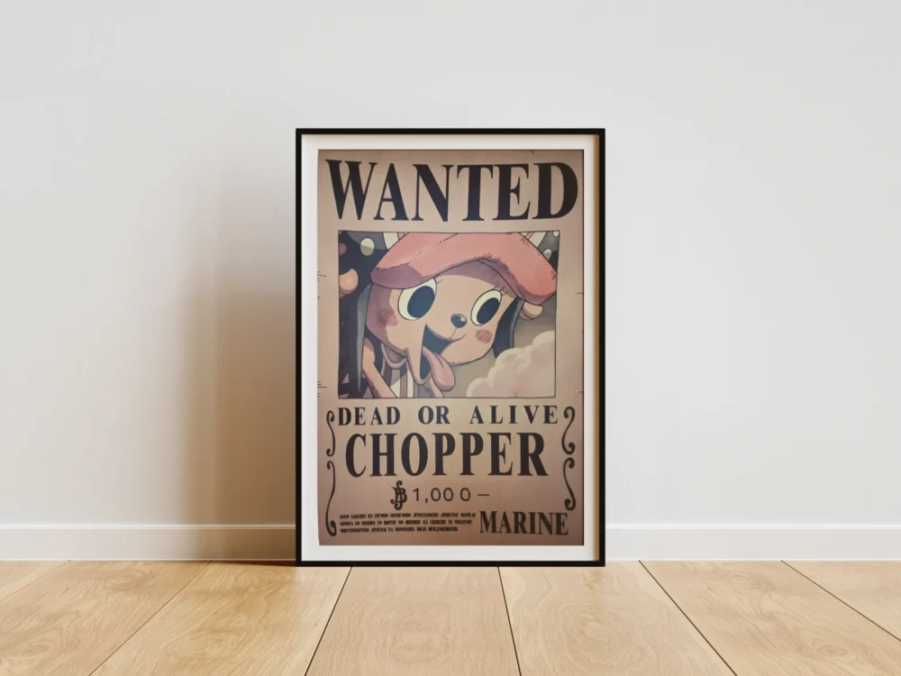 Chopper Affiche Wanted Tony Tony Chopper 1 000 ฿ - One Piece format A3 papier vieilli