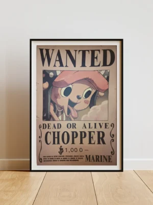 Chopper Affiche Wanted Tony Tony Chopper 1 000 ฿ - One Piece format A3 papier vieilli