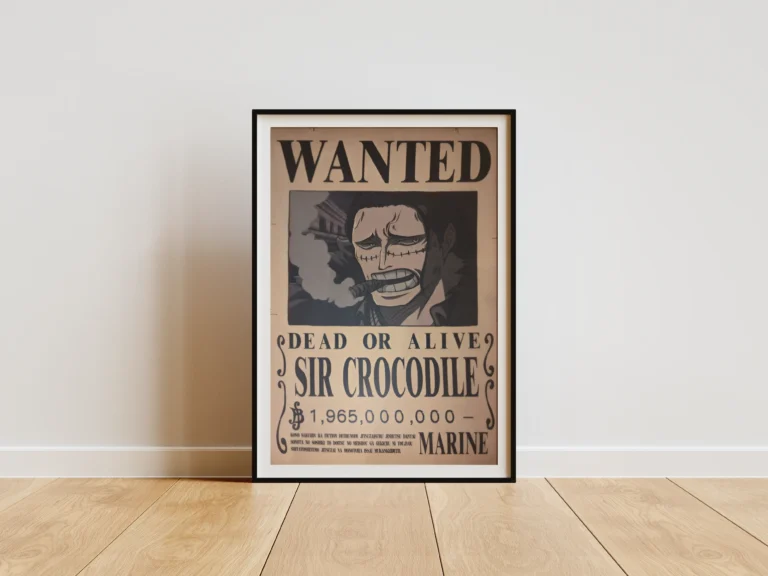 Affiche Wanted Sir Crocodile 1,965 milliard ฿ - One Piece format A3 papier vieilli