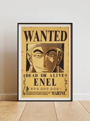 Ener Affiche Wanted Enel Dieu de Skypiea - One Piece format A3 papier vieilli