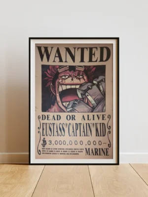 Eustass-Kid Affiche Wanted Eustass Captain Kid 3 milliards ฿ - One Piece format A3 papier vieilli