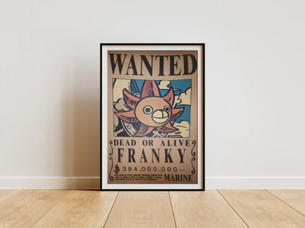 Franky Affiche Wanted Franky le Cyborg 394 millions ฿ - One Piece format A3 papier vieilli