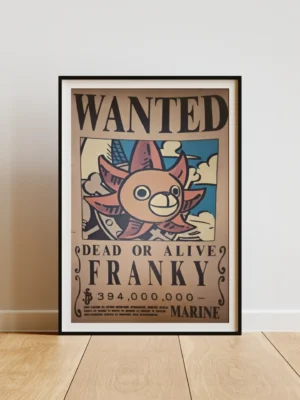 Franky Affiche Wanted Franky le Cyborg 394 millions ฿ - One Piece format A3 papier vieilli