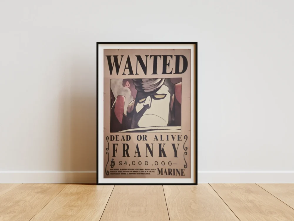 General-Franky Affiche Wanted General Franky Mecha - One Piece format A3 papier vieilli