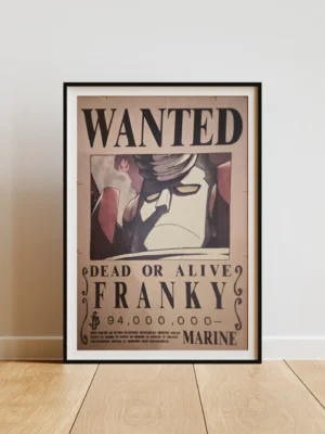 General-Franky Affiche Wanted General Franky Mecha - One Piece format A3 papier vieilli