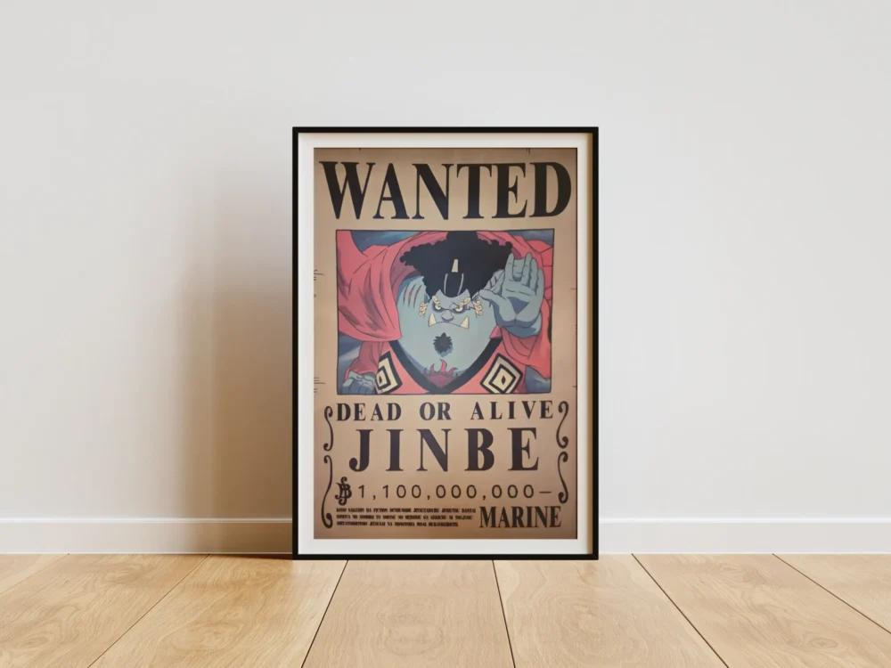 Jinbe Affiche Wanted Jinbe Chevalier des Mers 1,1 milliard ฿ - One Piece format A3 papier vieilli