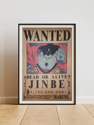 Jinbe Affiche Wanted Jinbe Chevalier des Mers 1,1 milliard ฿ - One Piece format A3 papier vieilli