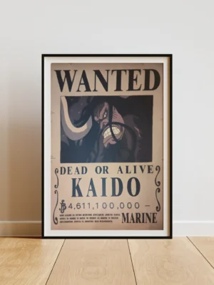 Kaido Affiche Wanted Kaido des Cent Bêtes 4,611 milliards ฿ - One Piece format A3 papier vieilli