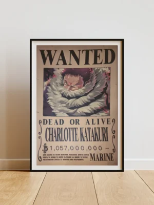 Katakuri Affiche Wanted Charlotte Katakuri 1,057 milliard ฿ - One Piece format A3 papier vieilli