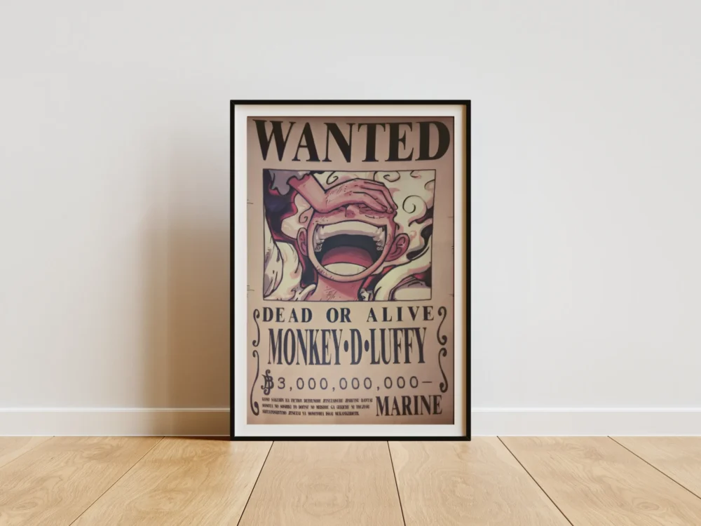 Luffy-Gear-5 Affiche Wanted Monkey D. Luffy Gear 5 - One Piece format A3 papier vieilli