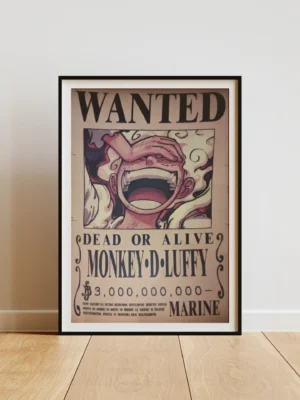 Luffy-Gear-5 Affiche Wanted Monkey D. Luffy Gear 5 - One Piece format A3 papier vieilli