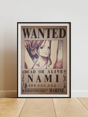 Nami Affiche Wanted Nami Cat Burglar 366 millions ฿ - One Piece format A3 papier vieilli