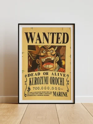 Orochi Affiche Wanted Kurozumi Orochi Shogun - One Piece format A3 papier vieilli