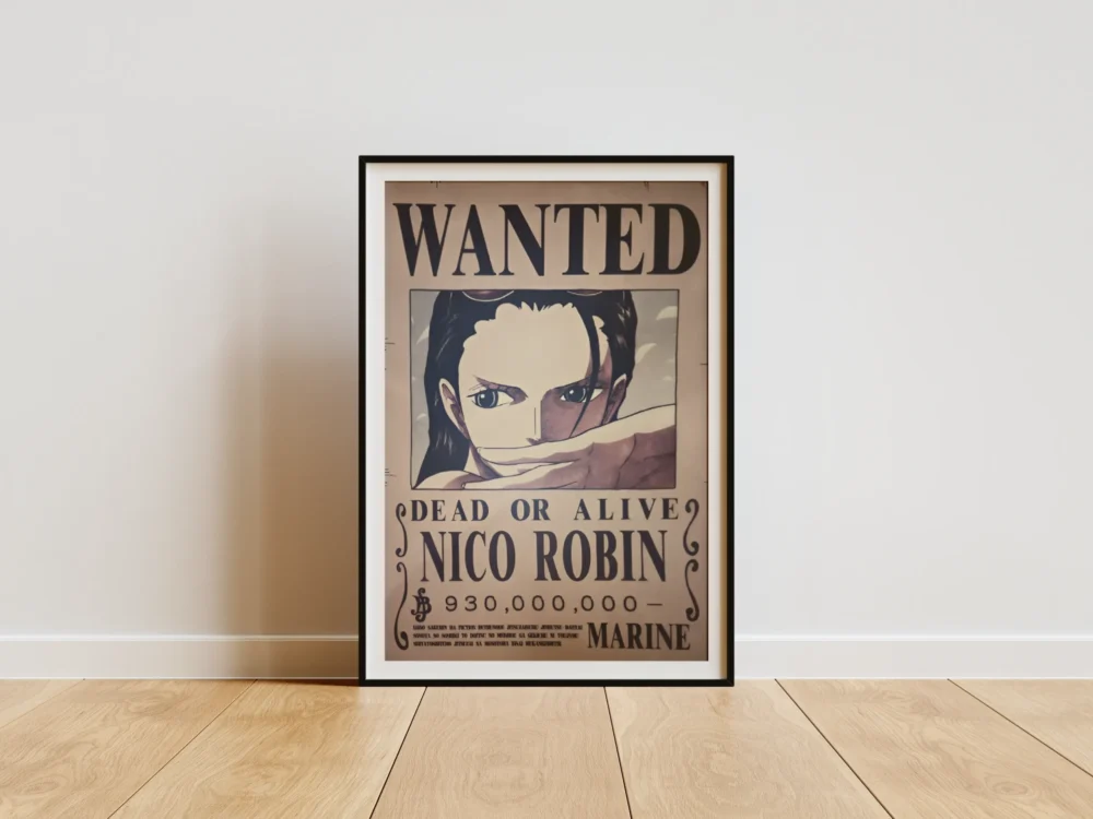 Robin Affiche Wanted Nico Robin Demon Child 930 millions ฿ - One Piece format A3 papier vieilli