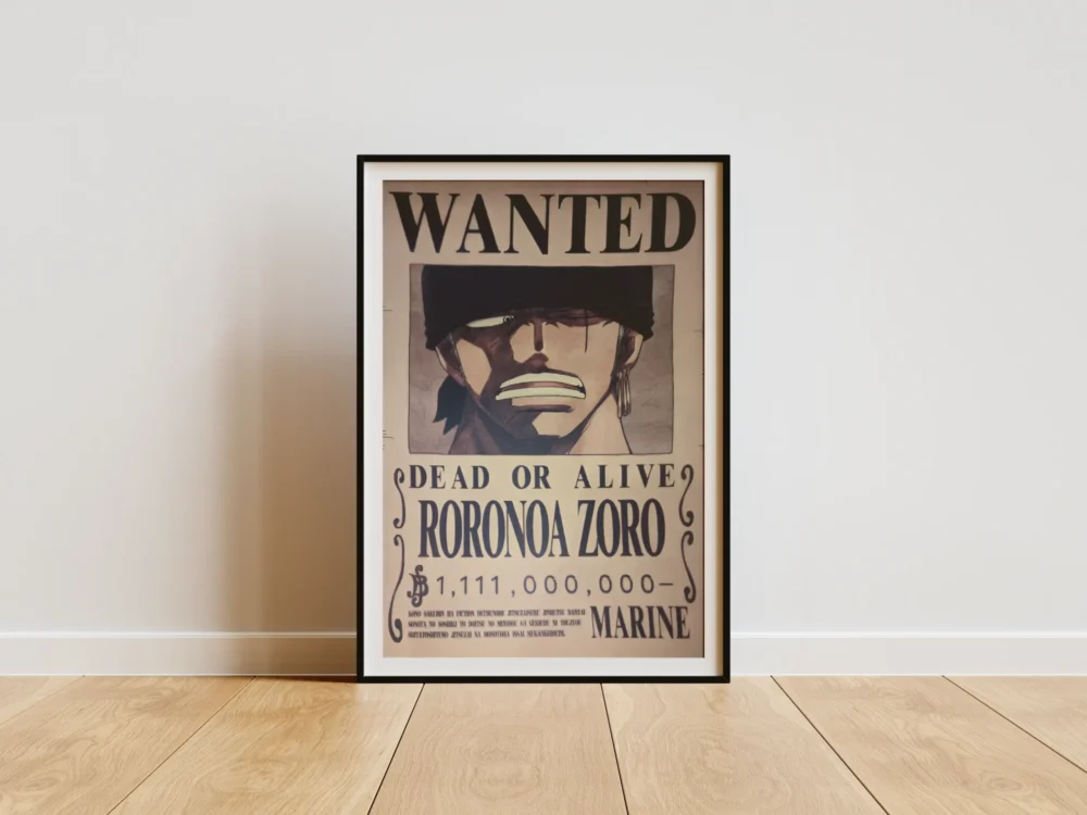 Roronoa-Zoro Affiche Wanted Roronoa Zoro 1,111 milliard ฿ - One Piece format A3 papier vieilli