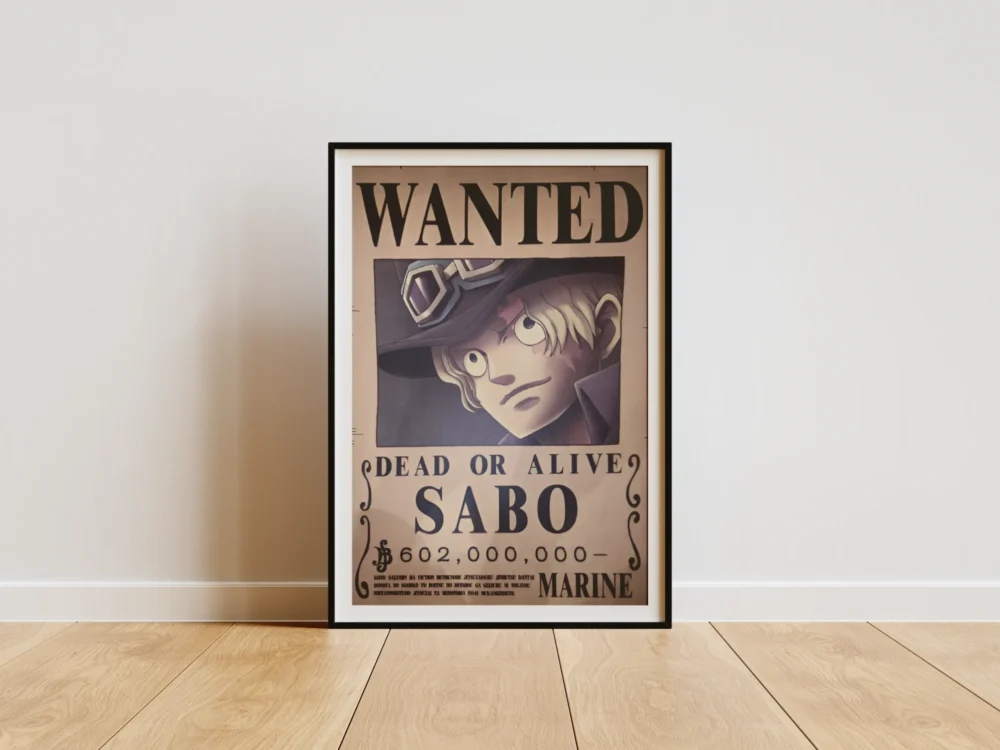 Sabo Affiche Wanted Sabo Révolutionnaire 602 millions ฿ - One Piece format A3 papier vieilli