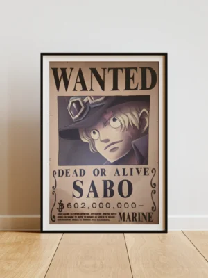Sabo Affiche Wanted Sabo Révolutionnaire 602 millions ฿ - One Piece format A3 papier vieilli