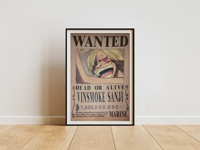 Affiche Wanted Vinsmoke Sanji Black Leg 1,032 milliard ฿ - One Piece format A3 papier vieilli