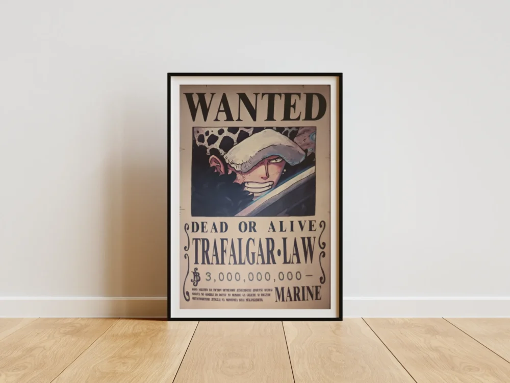 Trafalgar-Law Affiche Wanted Trafalgar D. Water Law 3 milliards ฿ - One Piece format A3 papier vieilli