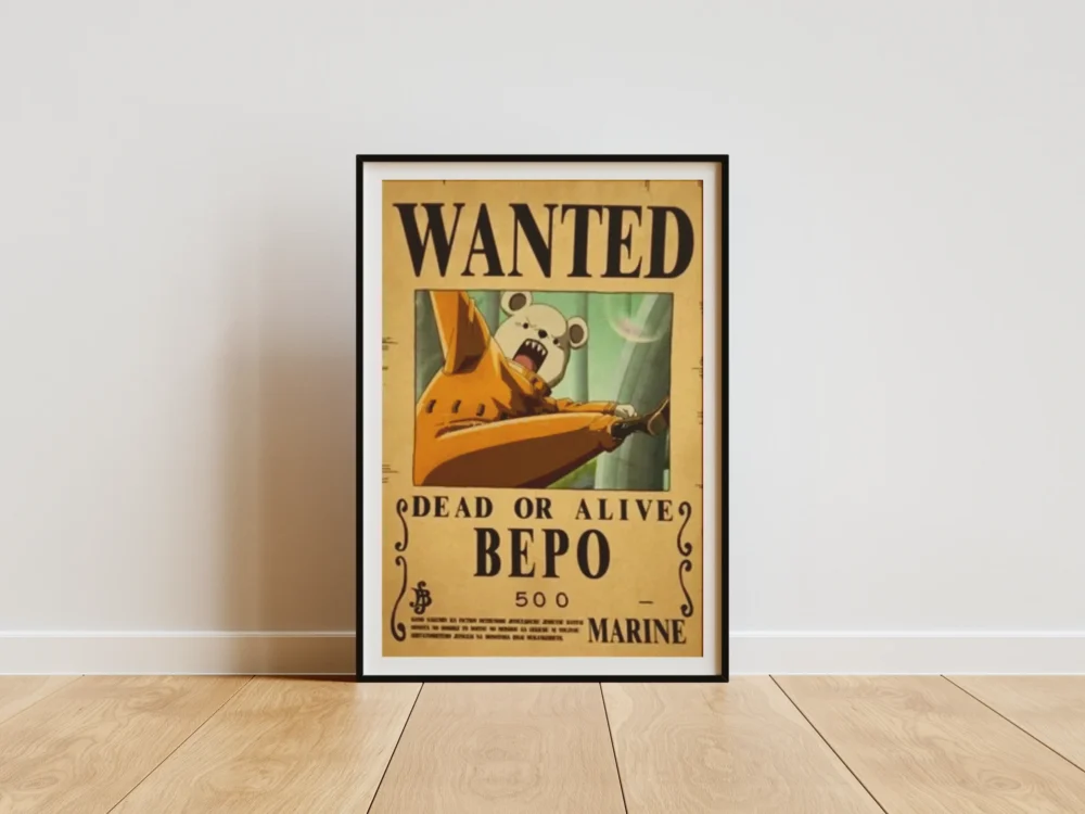 bepo Affiche Wanted Bepo Mink - One Piece format A3 papier vieilli
