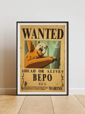 bepo Affiche Wanted Bepo Mink - One Piece format A3 papier vieilli