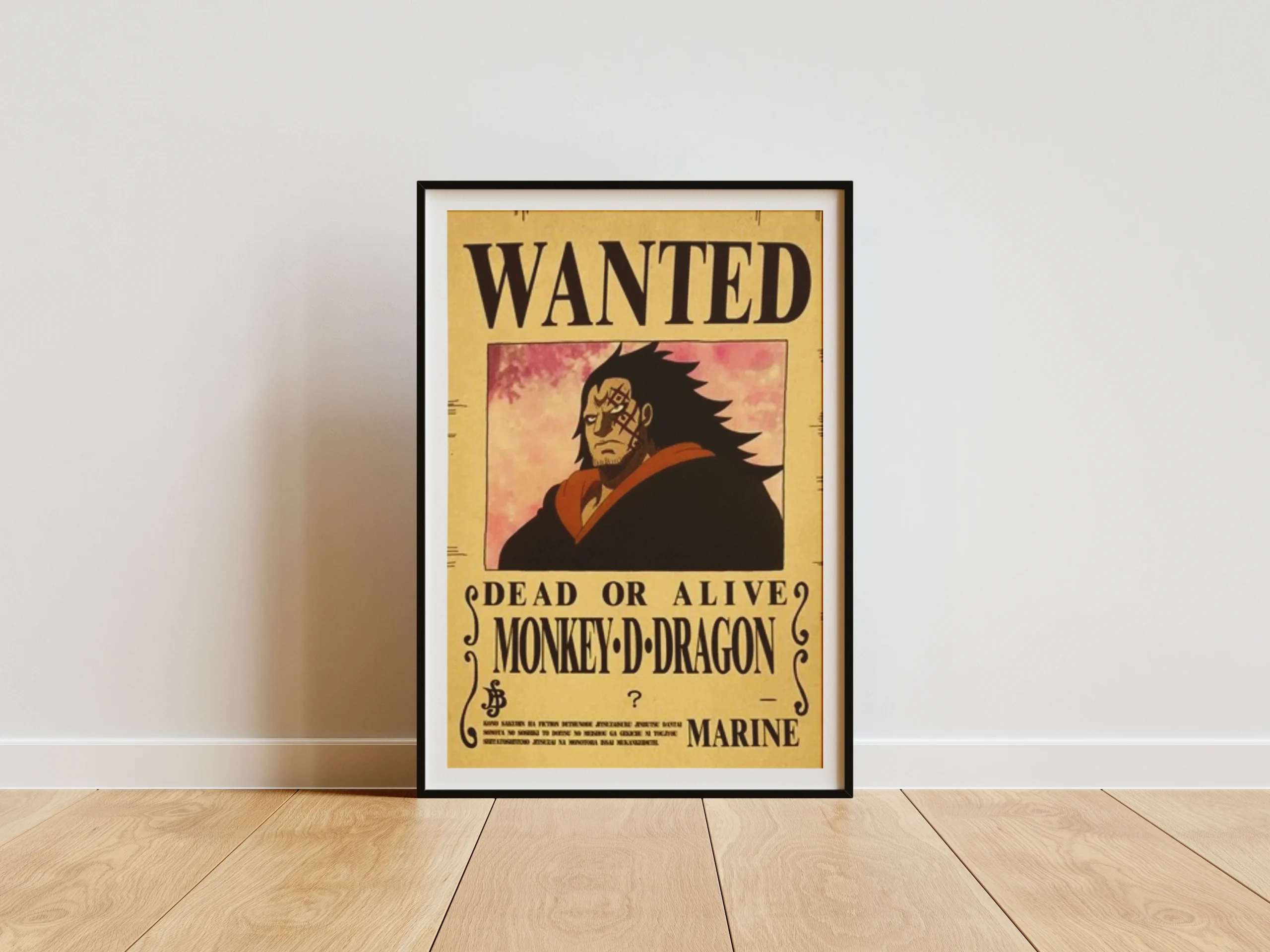 Affiche Wanted Monkey D. Dragon - One Piece format A3 papier vieilli
