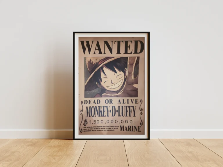 Affiche Wanted Monkey D. Luffy 1,5 milliard ฿ - One Piece format A3 papier vieilli