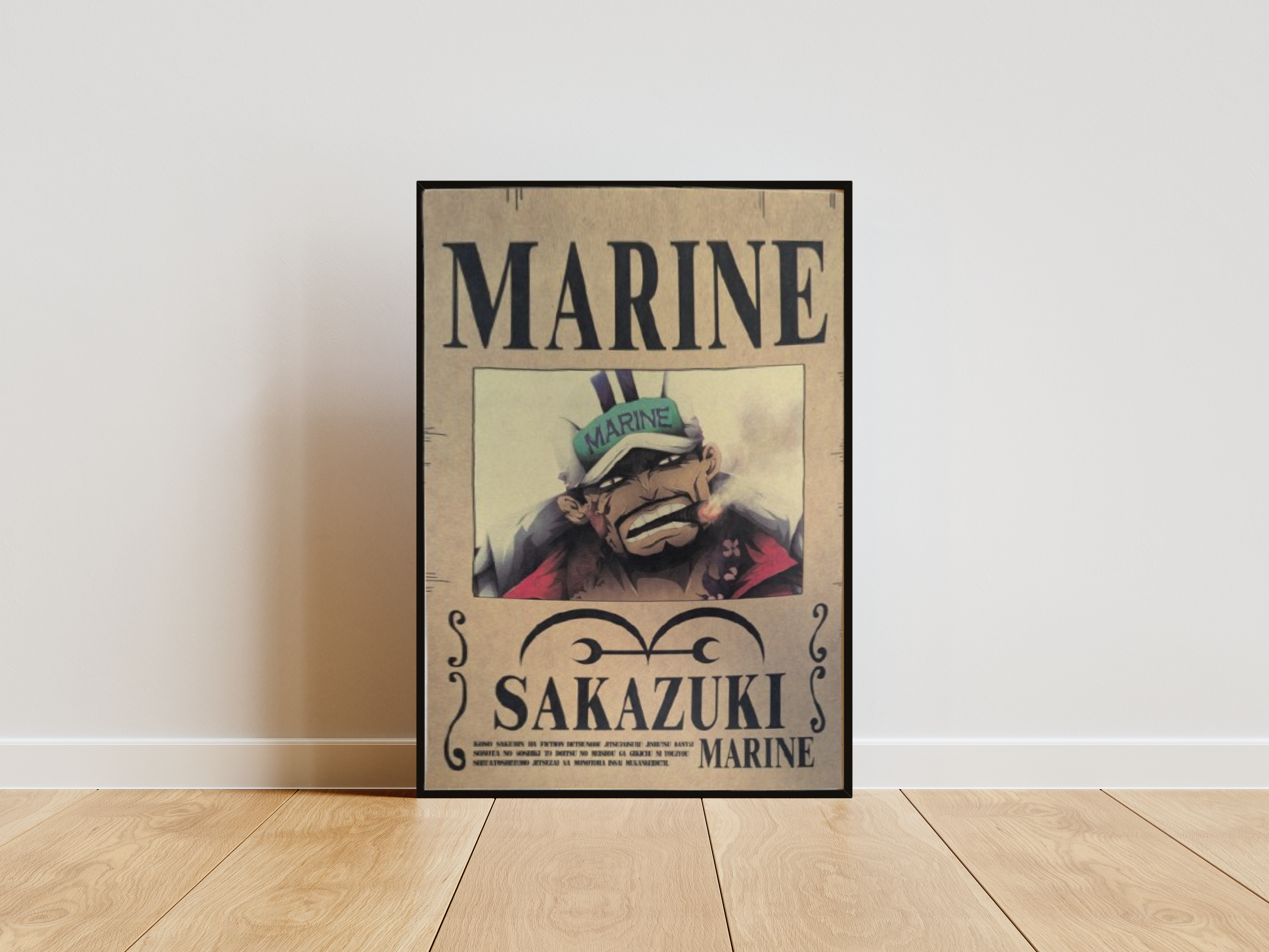 Affiche Sakazuki Akainu Amiral One Piece format A3 papier vieilli
