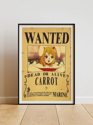 Carrot Affiche Wanted Carrot Mink Lapin - One Piece format A3 papier vieilli