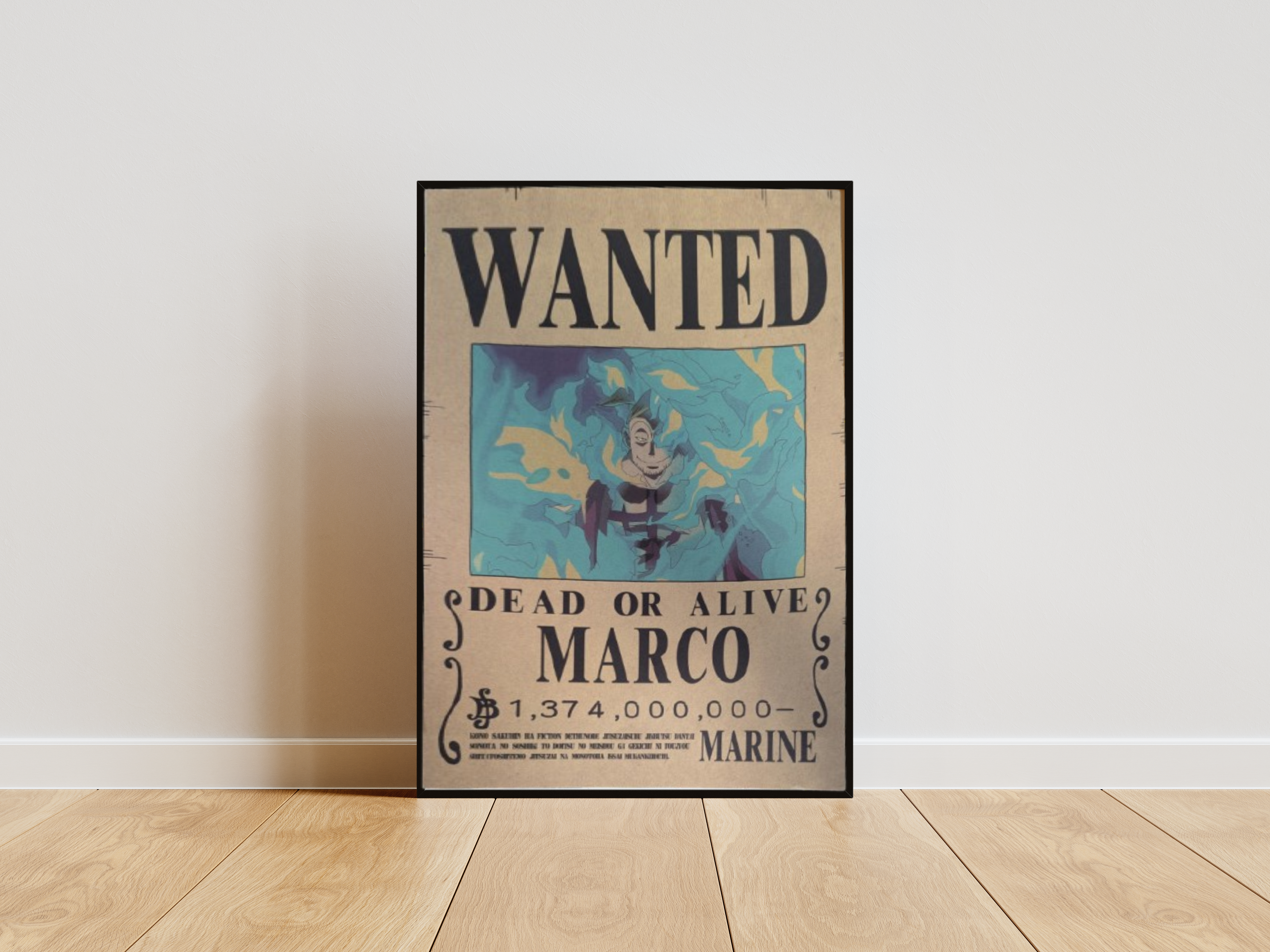 Marco Affiche Wanted Marco le Phénix - One Piece format A3 papier vieilli