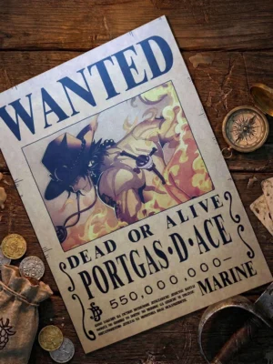 Ace_pirate Affiche Wanted portgas D Ace - One Piece format A3 papier vieilli