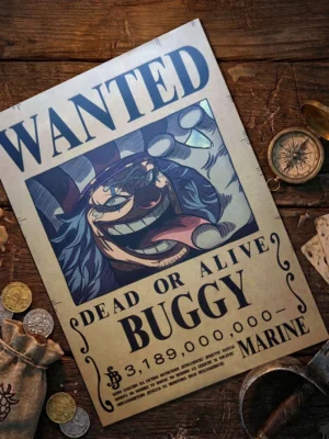 Baggy_pirate Affiche Wanted Baggy - One Piece format A3 papier vieilli