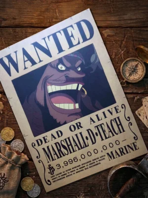 Barbe_Noire_pirate Affiche Wanted Barbe Noire - One Piece format A3 papier vieilli