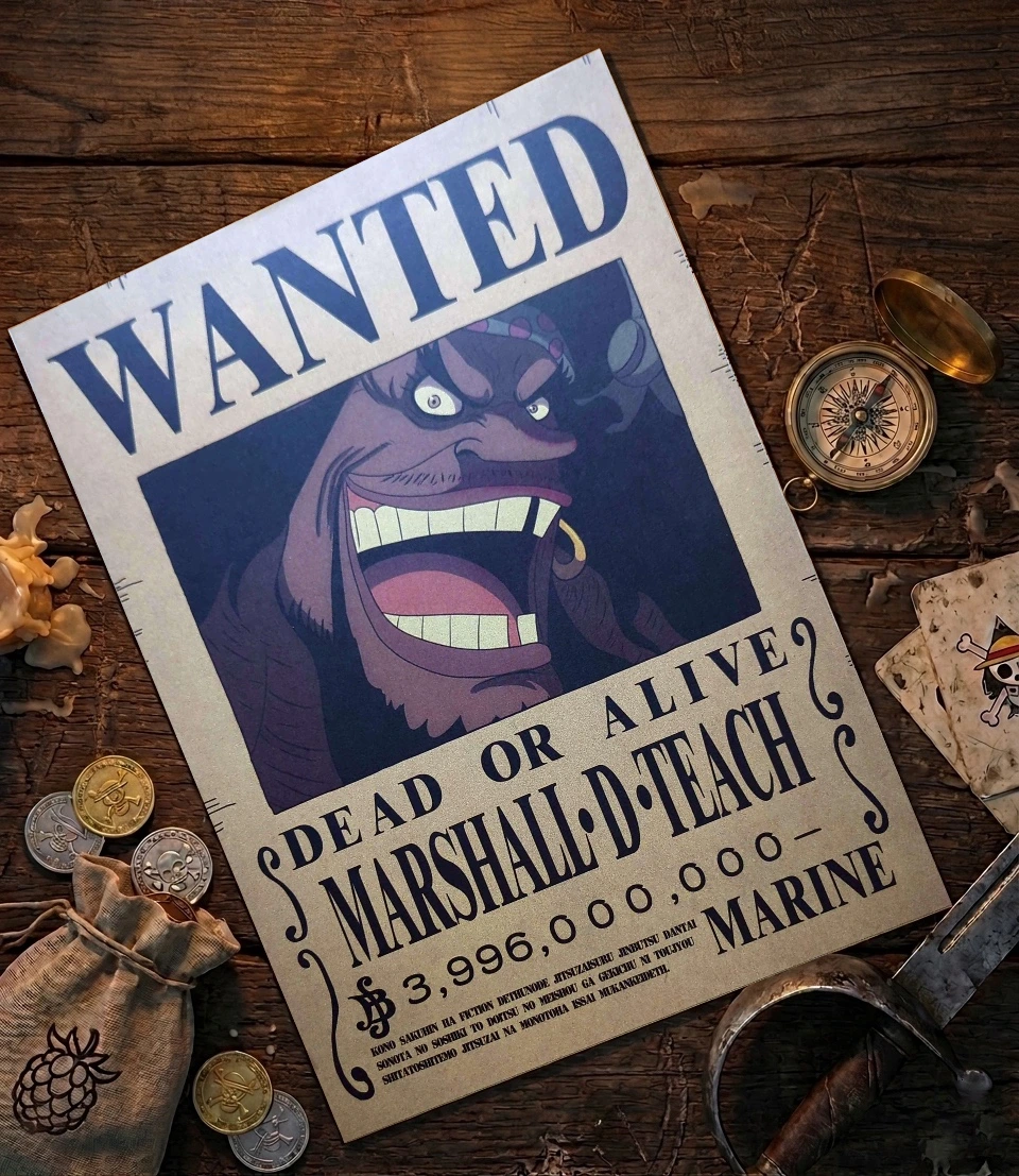 Barbe_Noire_pirate Affiche Wanted Barbe Noire - One Piece format A3 papier vieilli