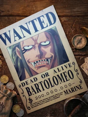 Bartolomeo_pirate Affiche Wanted Bartolomeo - One Piece format A3 papier vieilli