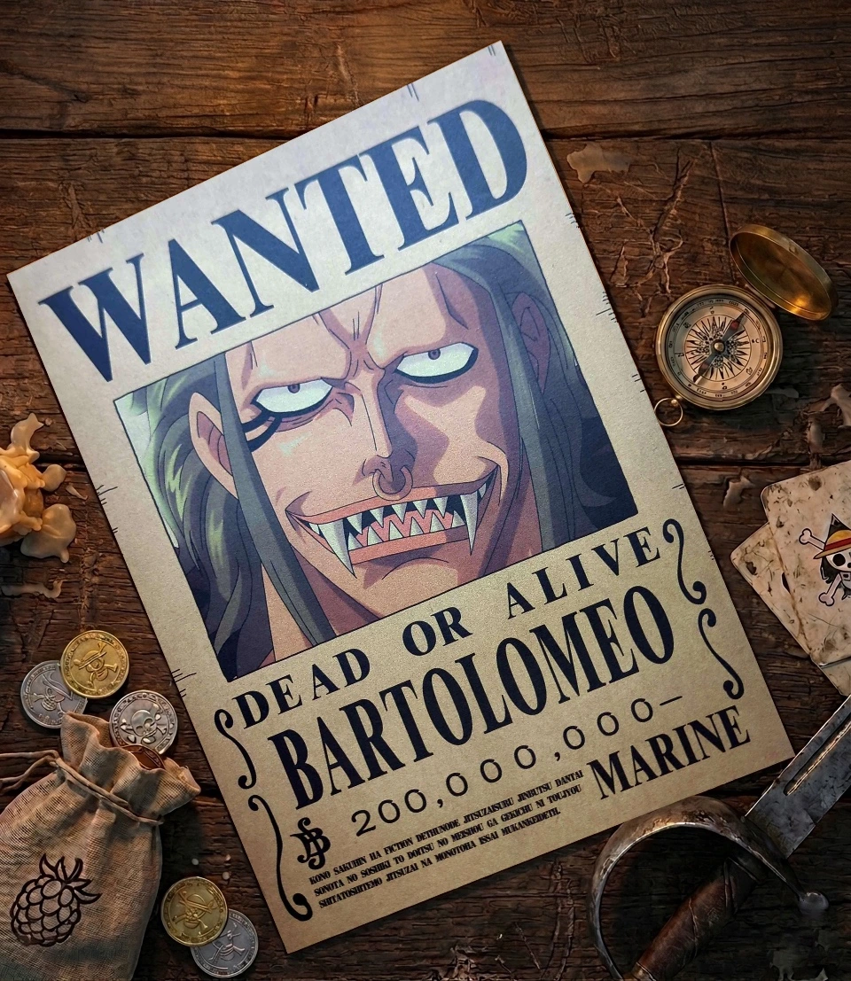 Bartolomeo_pirate Affiche Wanted Bartolomeo - One Piece format A3 papier vieilli